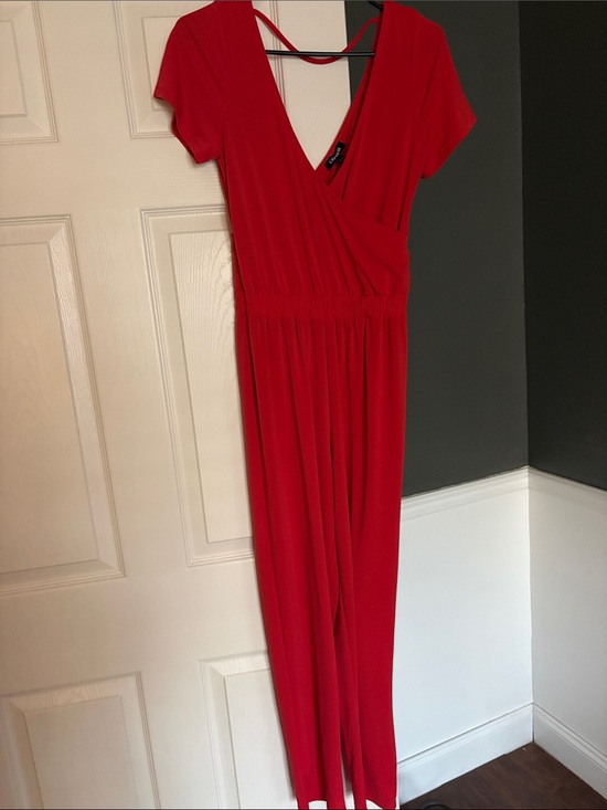 Express Pants - Express Red Wrap-Style Jumpsuit